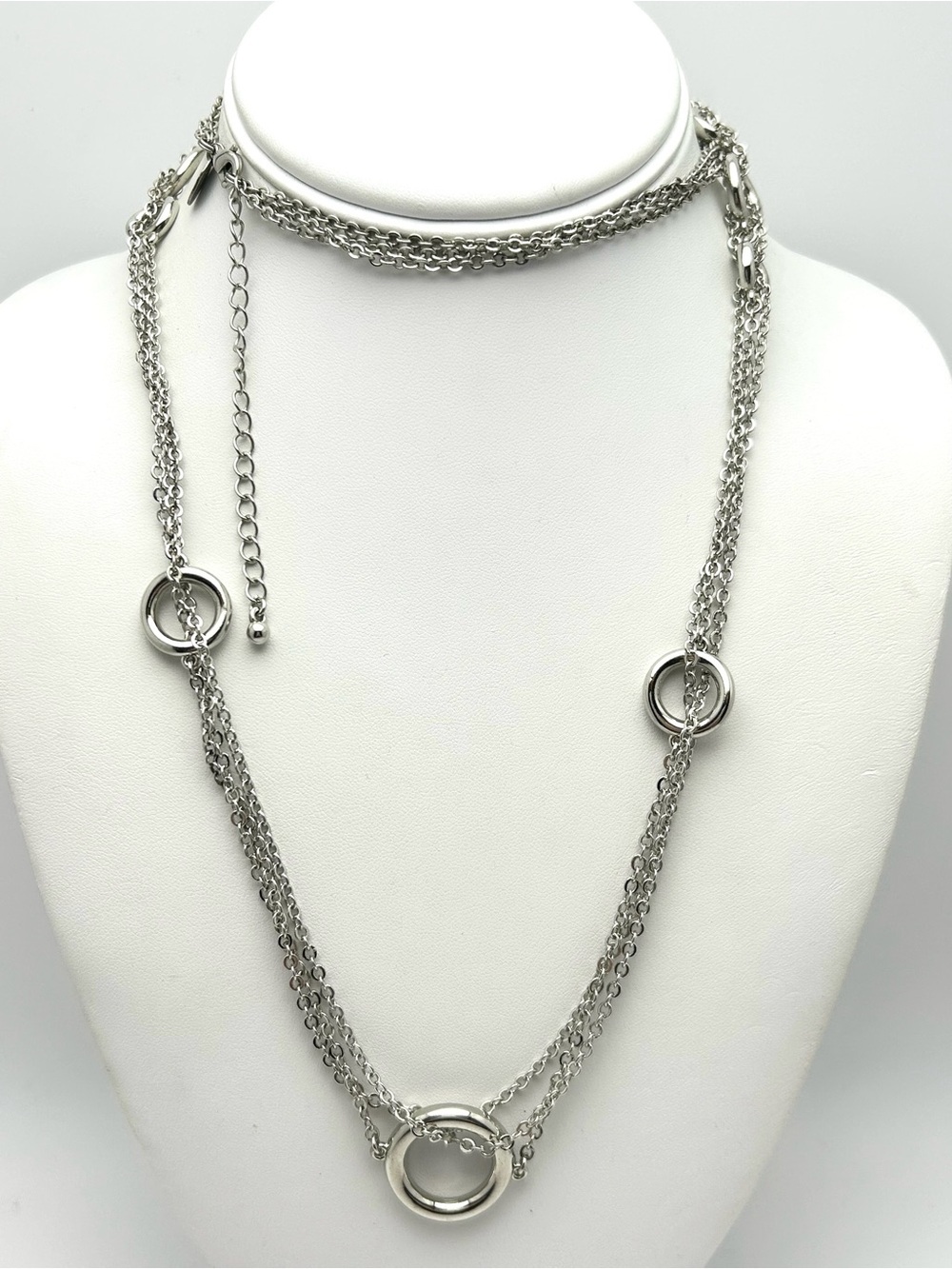 Lia Sophia Silver Chains and Rings Necklace